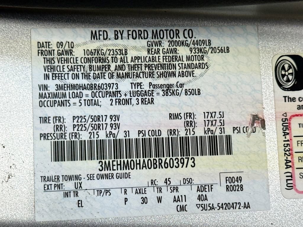 2011 Mercury Milan Base