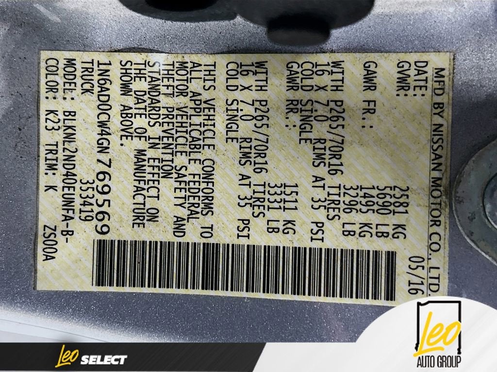 2016 Nissan Frontier SV